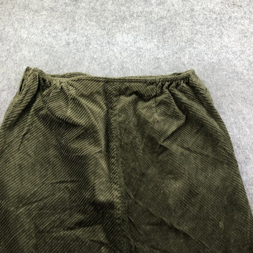 Talbots Skirt Womens 14W Green Corduroy Straight Knee Length Elastic Waist